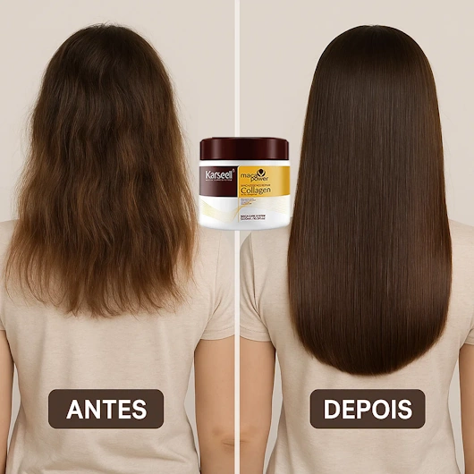 Antes e depois Karseell Colageno cabelo Tratado